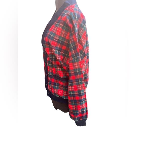 Vtg 80s Pendleton Flannel Wool Plaid Tartan Button Front Preppy USA Cardigan M - Picture 4 of 6